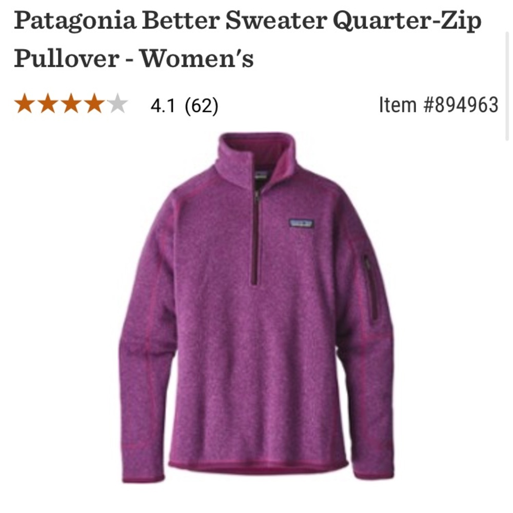 Patagonia better sweater quarter zip pull over